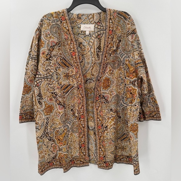 Cleobella Kaleidoscope Open Wrap Lightweight Boho Cardigan Top Size M/L - Picture 2 of 5